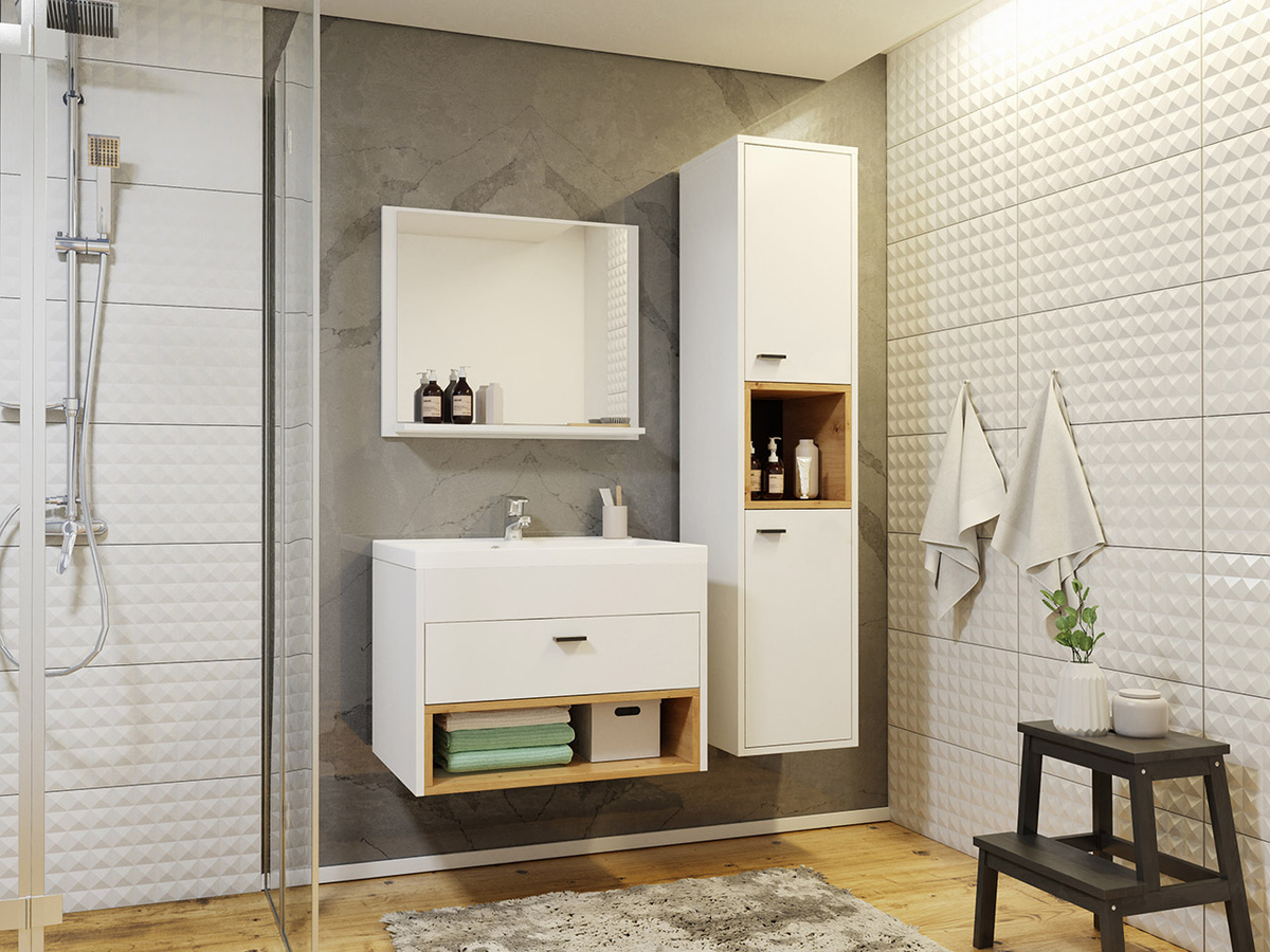 Bathroom set Velum I (White + Artisan oak)