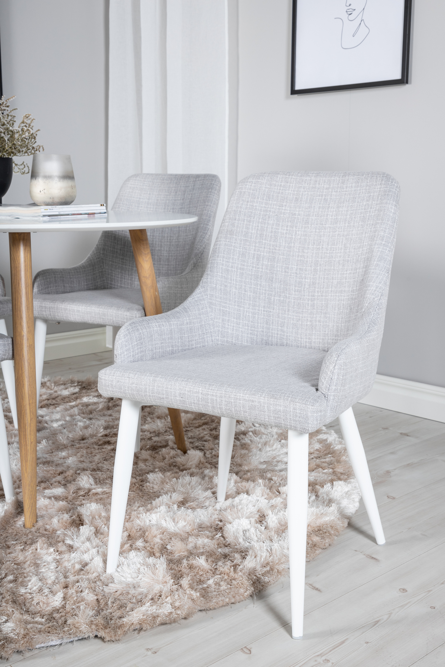 Σετ τραπεζαρίας Dallas 299 (Ανοιχτό γκρι + Άσπρο)