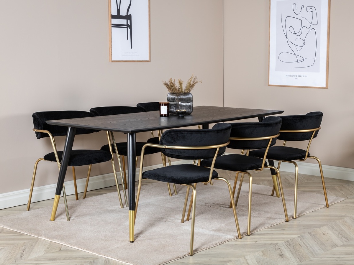 Dining set Dallas 1258 (Black + Golden)