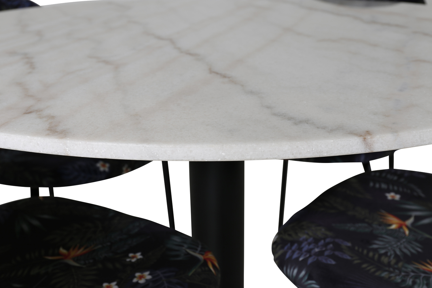 Dining set Dallas 1298 (Floral pattern + Black)