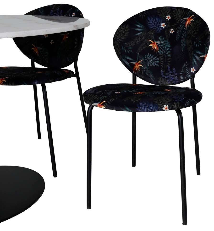 Dining set Dallas 1298 (Floral pattern + Black)