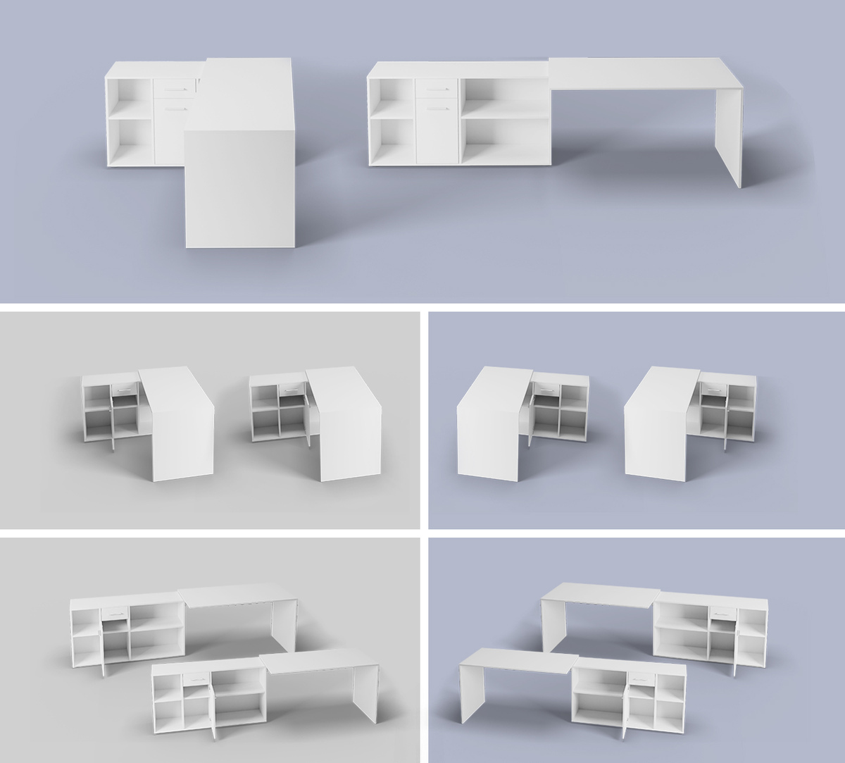 Corner desk Bristol 122 (Concrete + White)