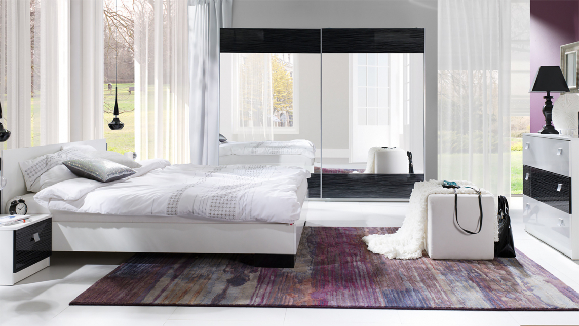 Bedside table Murrieta 111 (Glossy white + Glossy black)