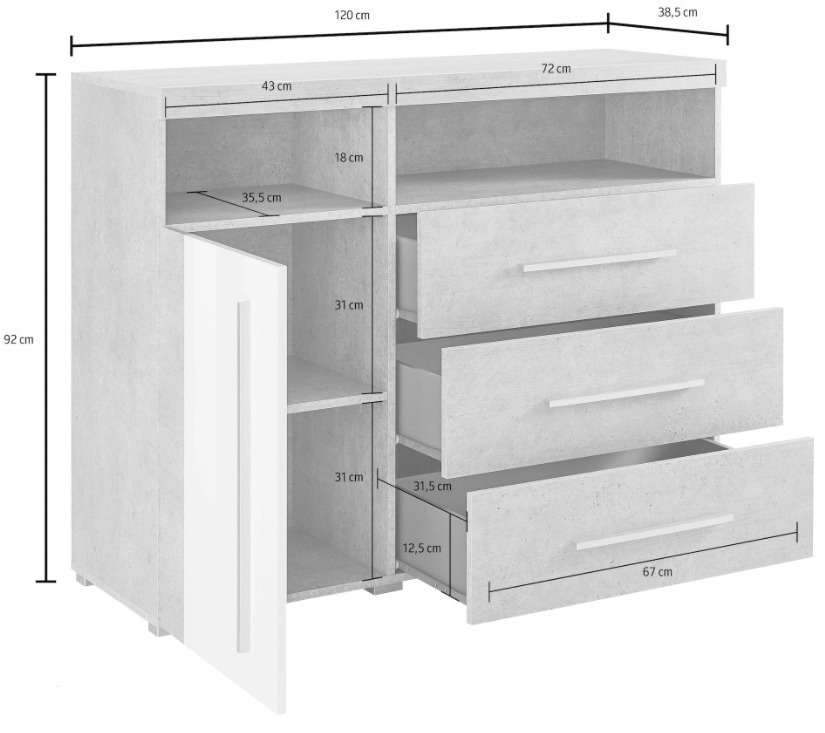 Συρταριέρα Sorciro 102 (Καρυδί + Σκούρα δρυς)