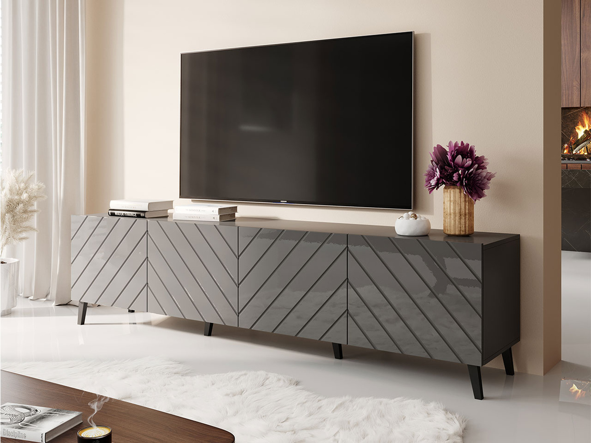 TV stand Charlotte 145 (Graphite + Glossy graphite)