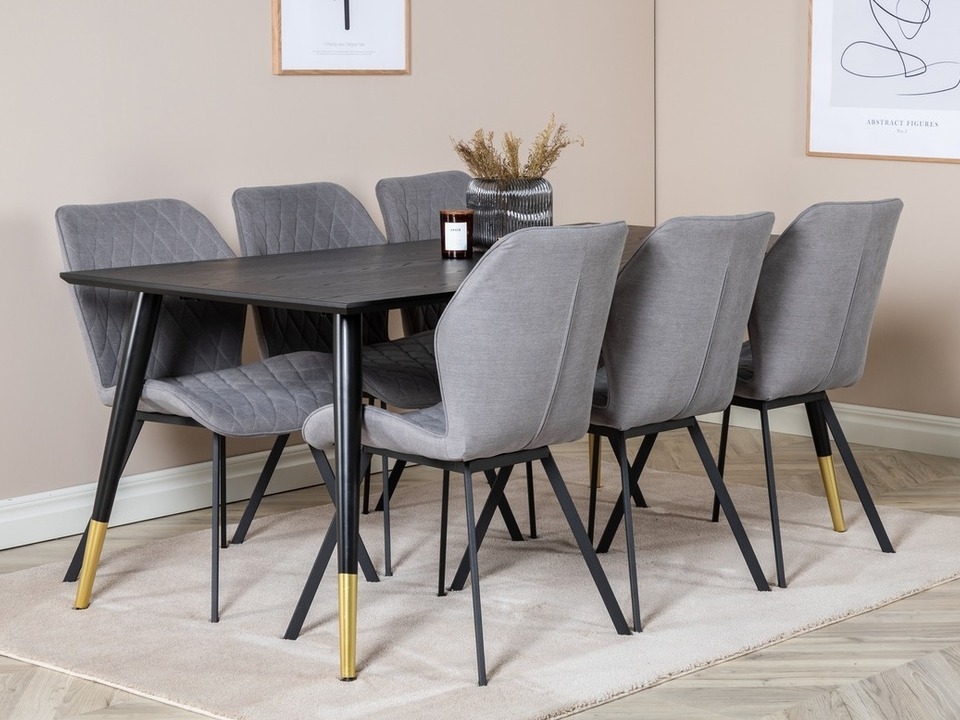 Dining set Dallas 2582 (Black + Brass)