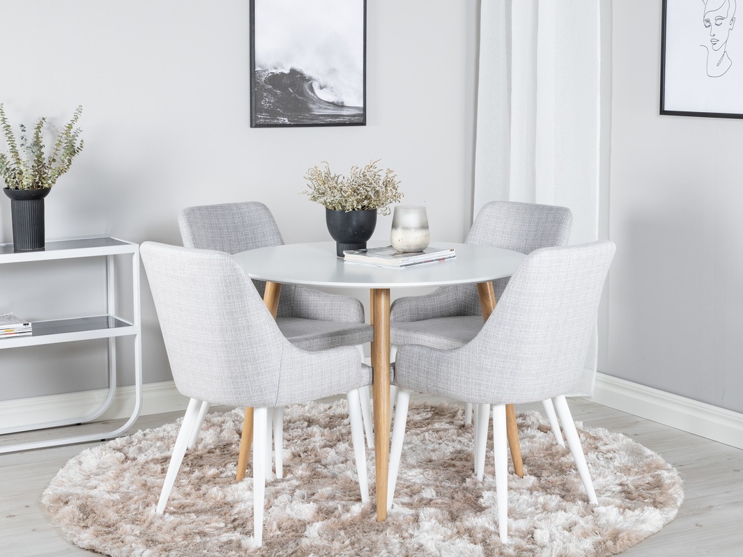 Σετ τραπεζαρίας Dallas 299 (Ανοιχτό γκρι + Άσπρο)