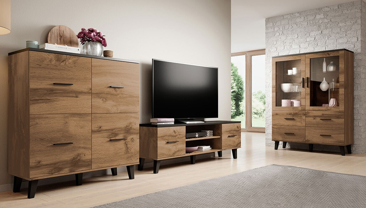 Βιβλιοθήκη Larfloi 110 (Δρυς wotan + Μαύρο)