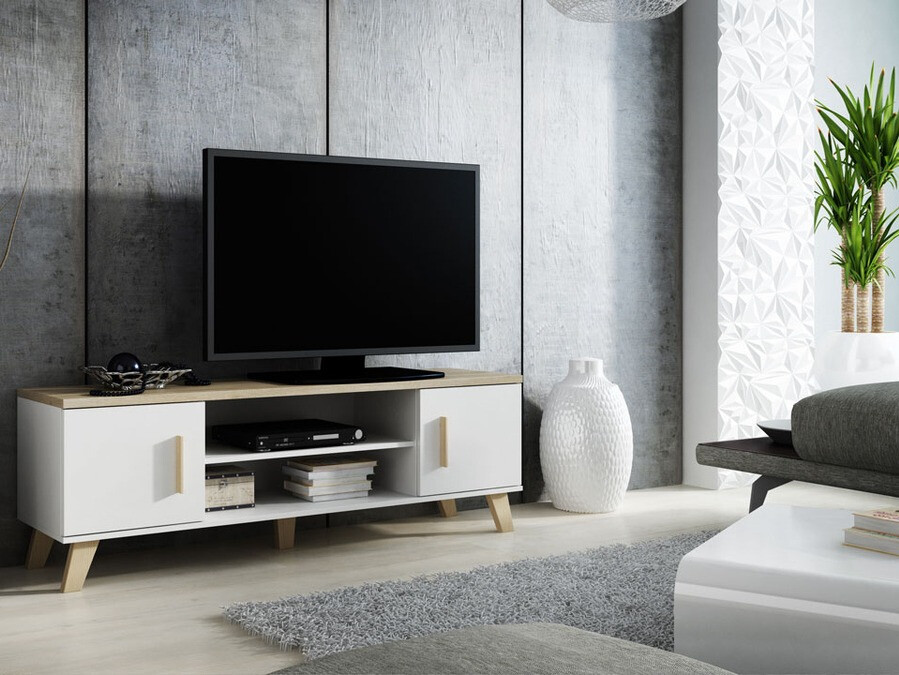 TV stand Larfloi 108 (White + Sonoma oak)