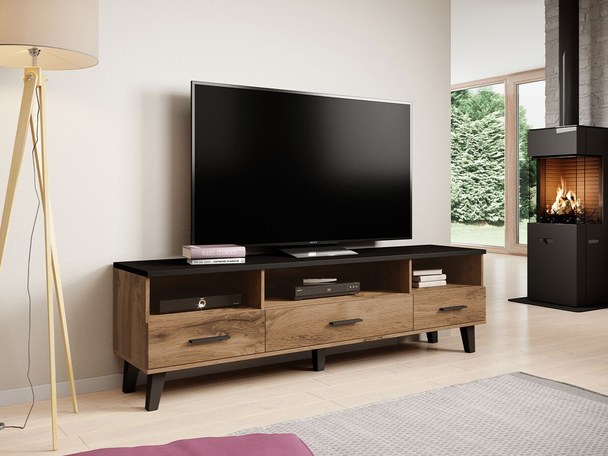 TV stand Larfloi 109 (Wotan Oak + Black)
