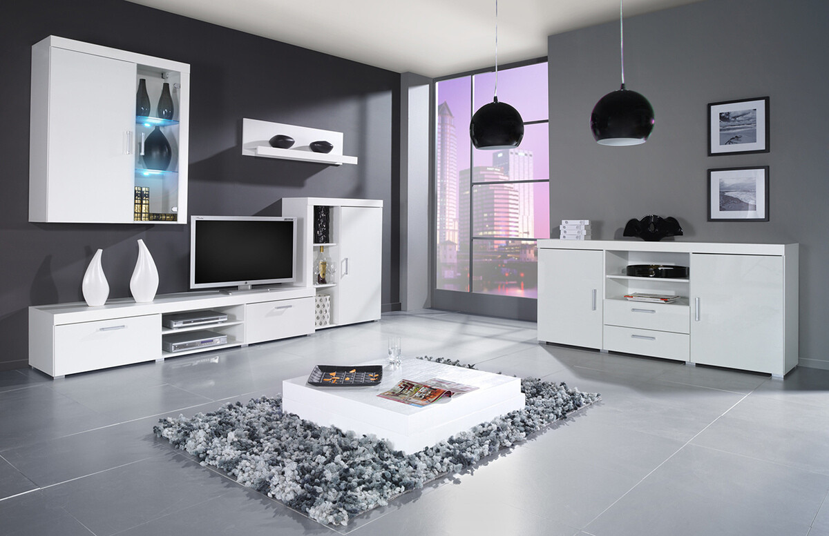 Wall cabinet Odebeli 101 (White + Glossy white)