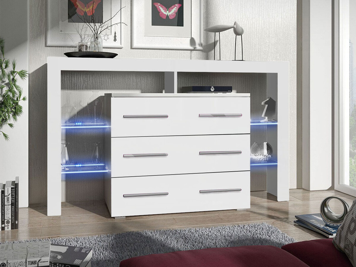 Συρταριέρα Nashville 108 (Άσπρο + Γυαλιστερό λευκό)