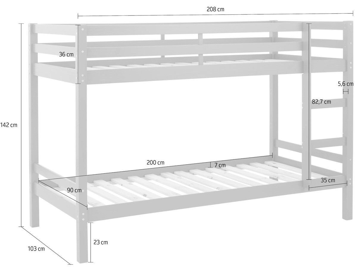 Bunk bed Ruvfiva 100 (Grey)