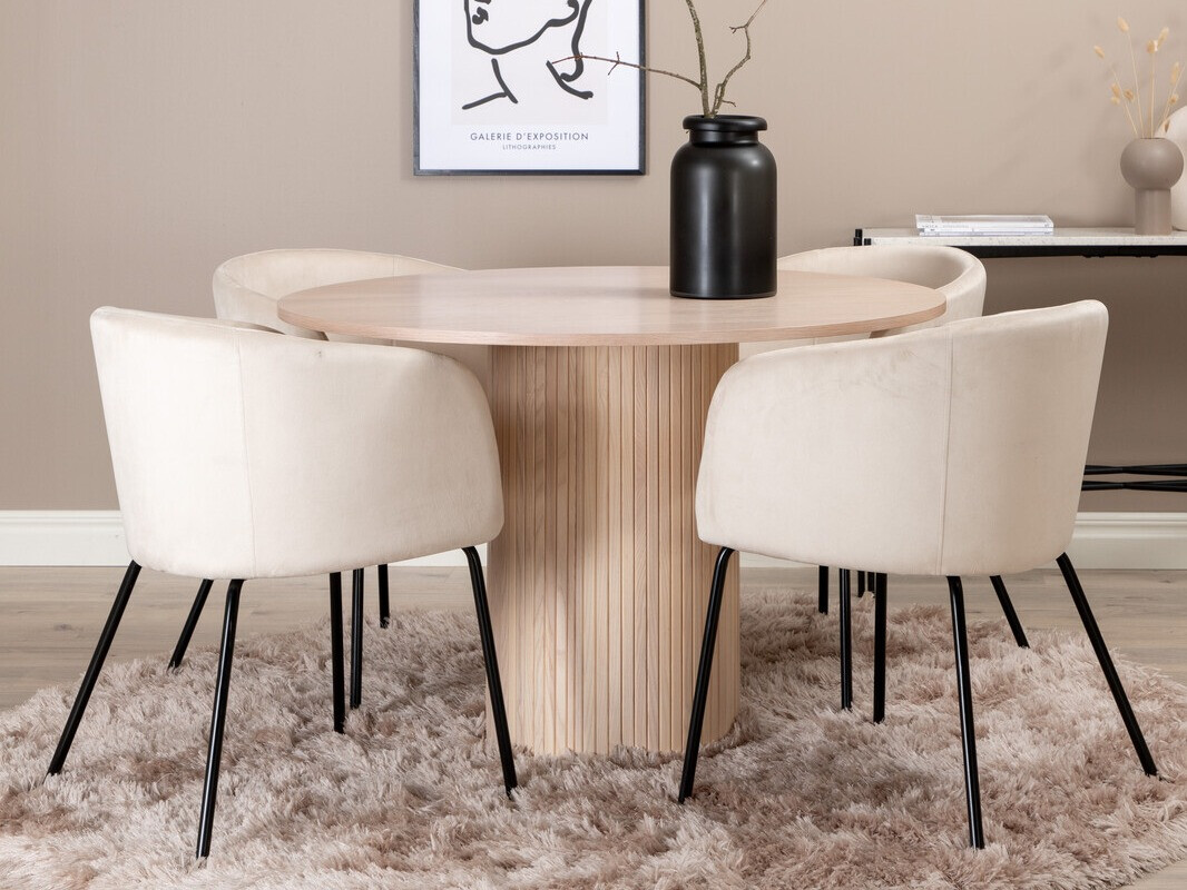 Σετ τραπεζαρίας Dallas 2557 (Κρεμ + Μαύρο)