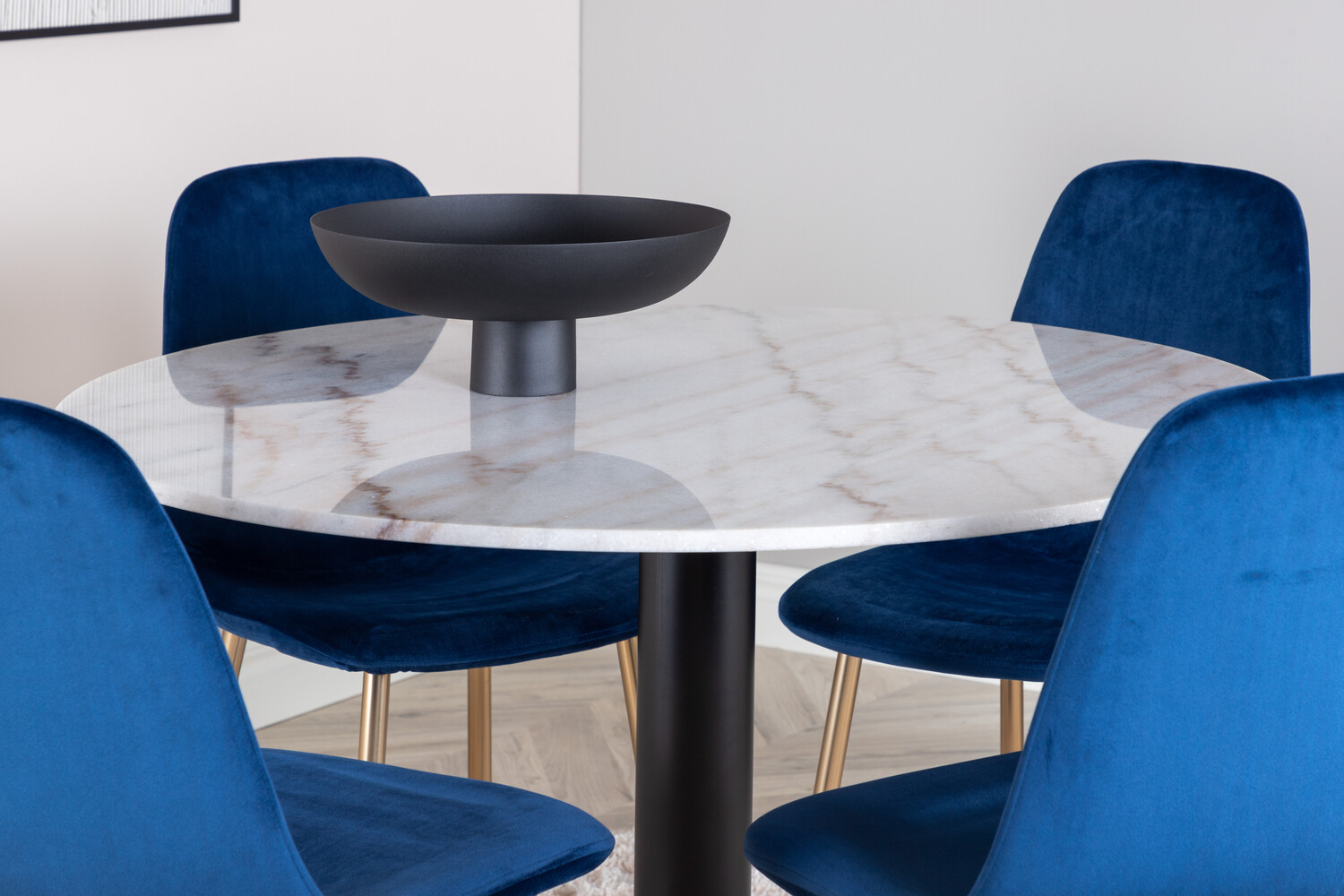 Dining set Dallas 2628 (White marble + Black)