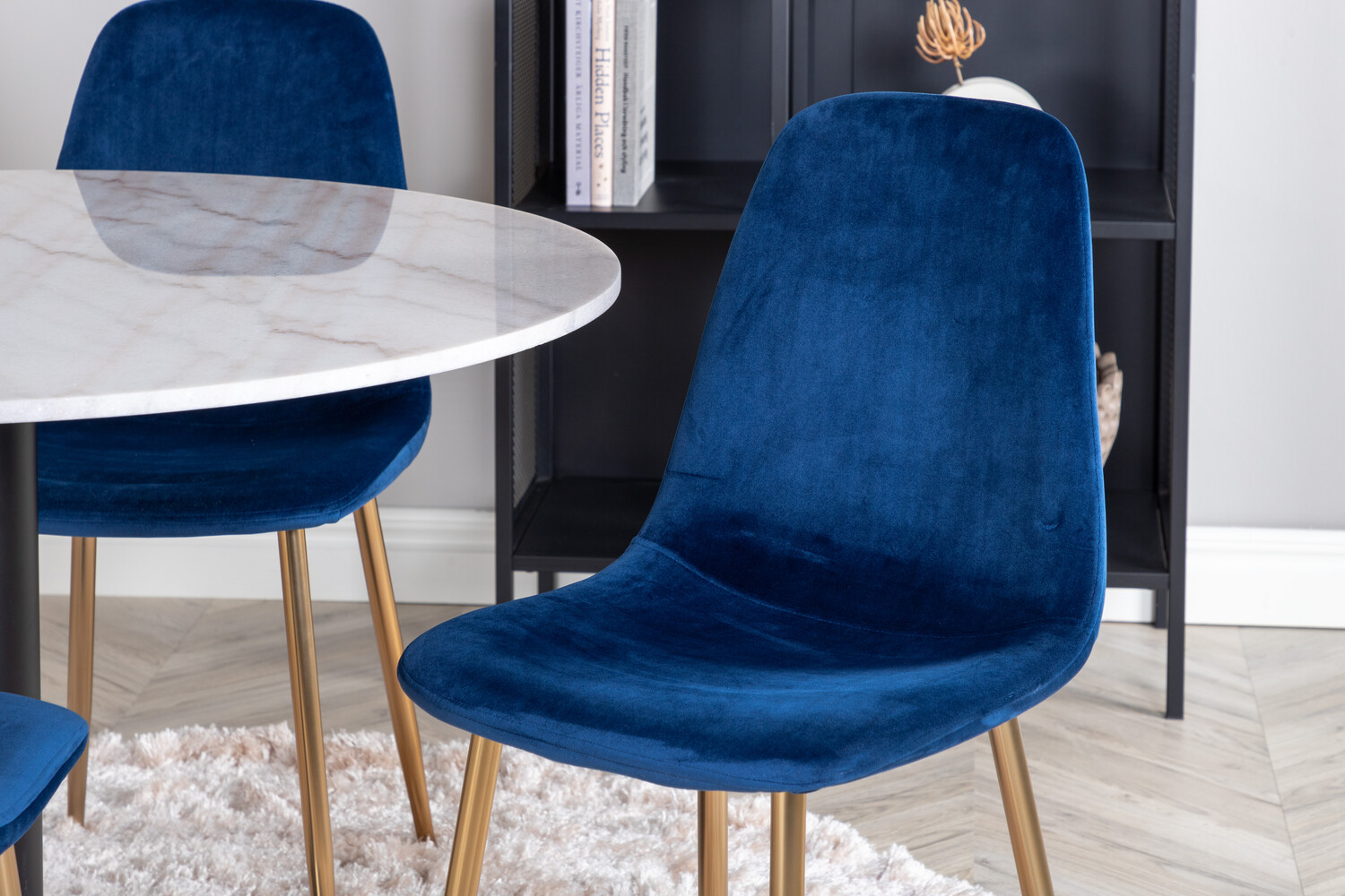 Dining set Dallas 2628 (White marble + Black)