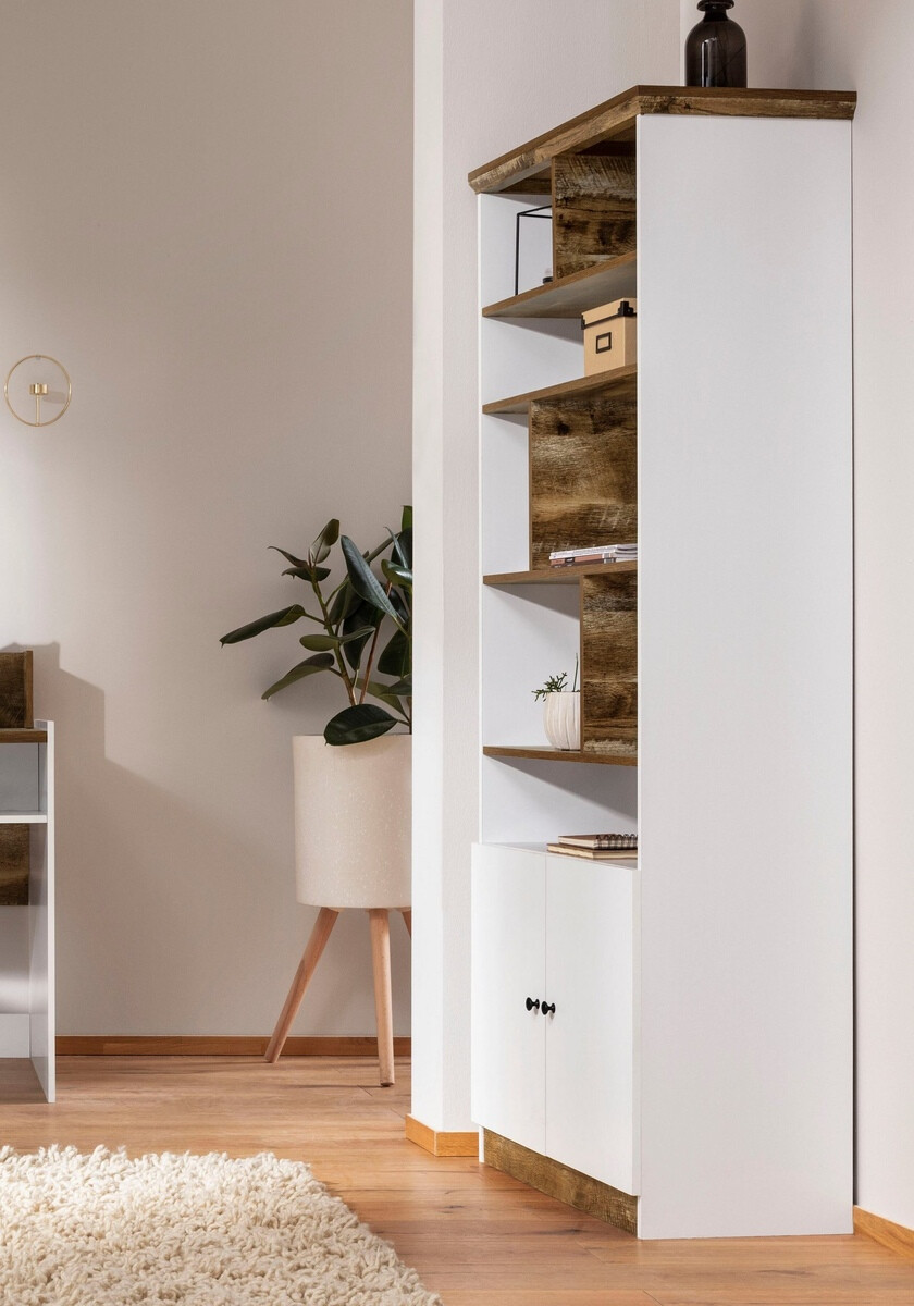 Bookcase Felmave 104 (White + Oak)
