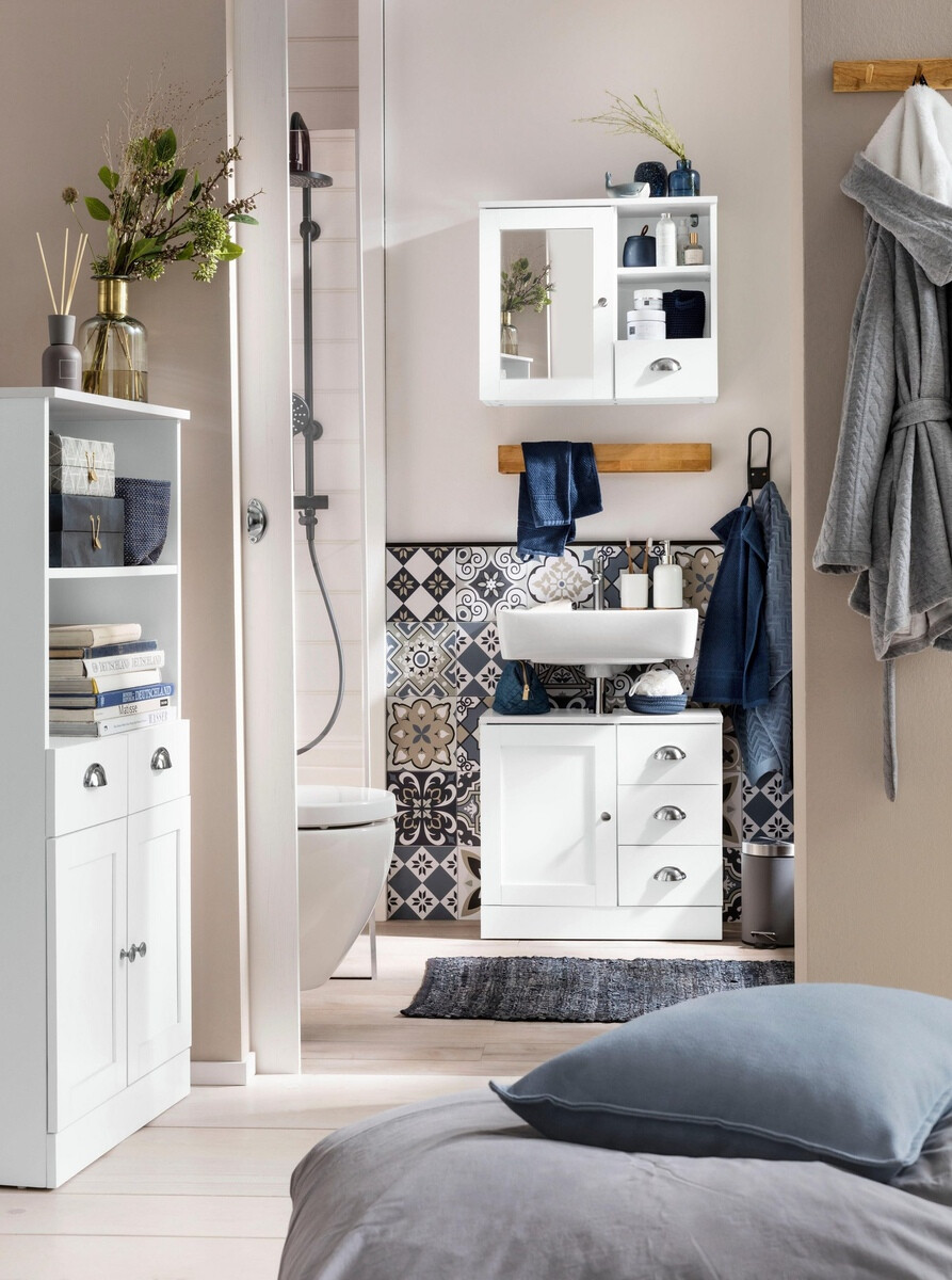 Όρθιο ντουλάπι νιπτήρα μπάνιου Elmvene 105 (Άσπρο)