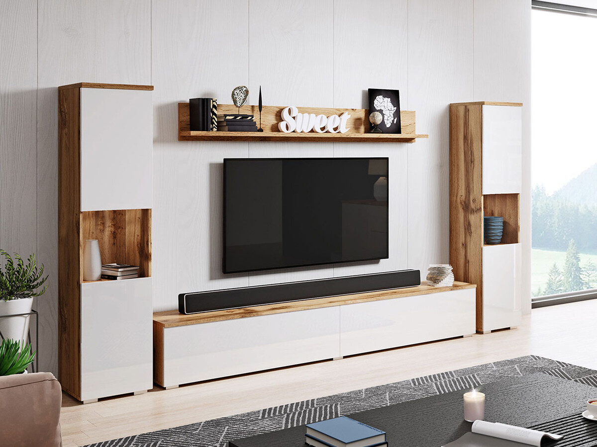 Living room set Sarasota 131 (Wotan Oak + Glossy white)