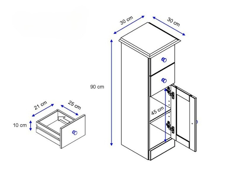 Όρθιο ντουλάπι μπάνιου Deletri 110 (Άσπρο + Havana Δρυς)