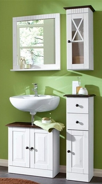 Όρθιο ντουλάπι μπάνιου Deletri 110 (Άσπρο + Havana Δρυς)