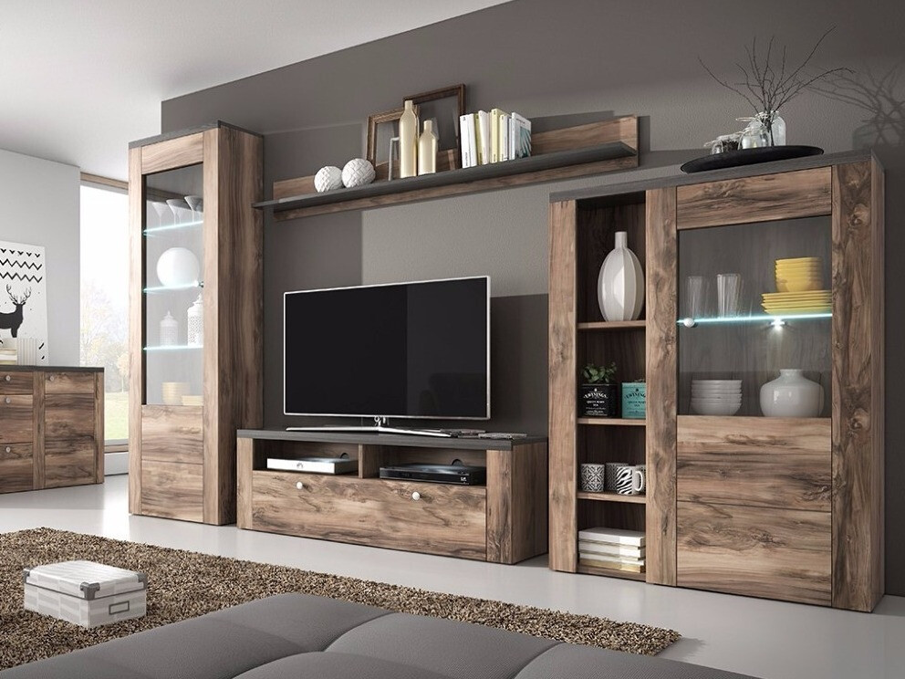 Σετ επίπλων σαλονιού Salelbo 100 (Καρυδί)