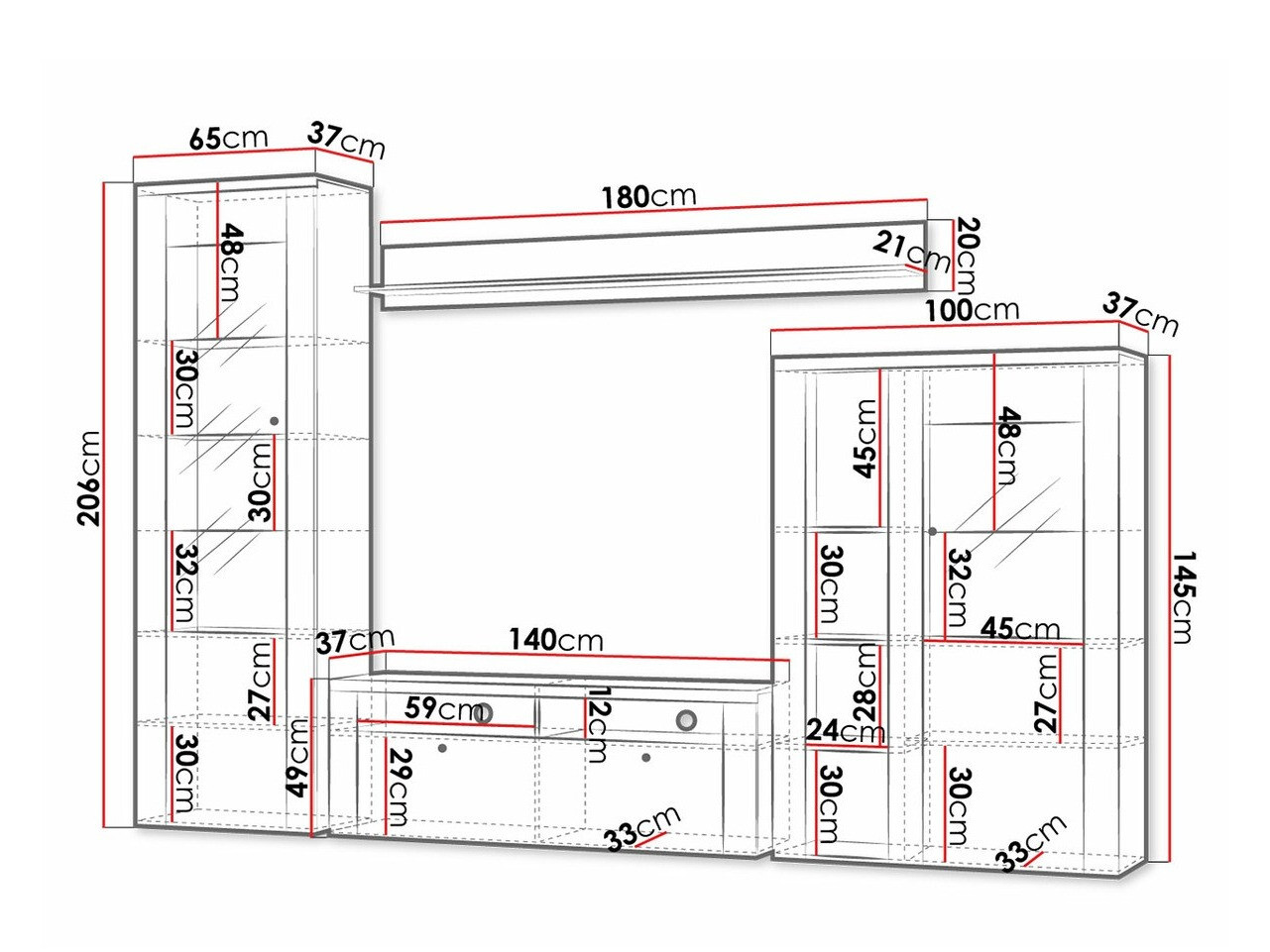 Σετ επίπλων σαλονιού Salelbo 100 (Καρυδί)