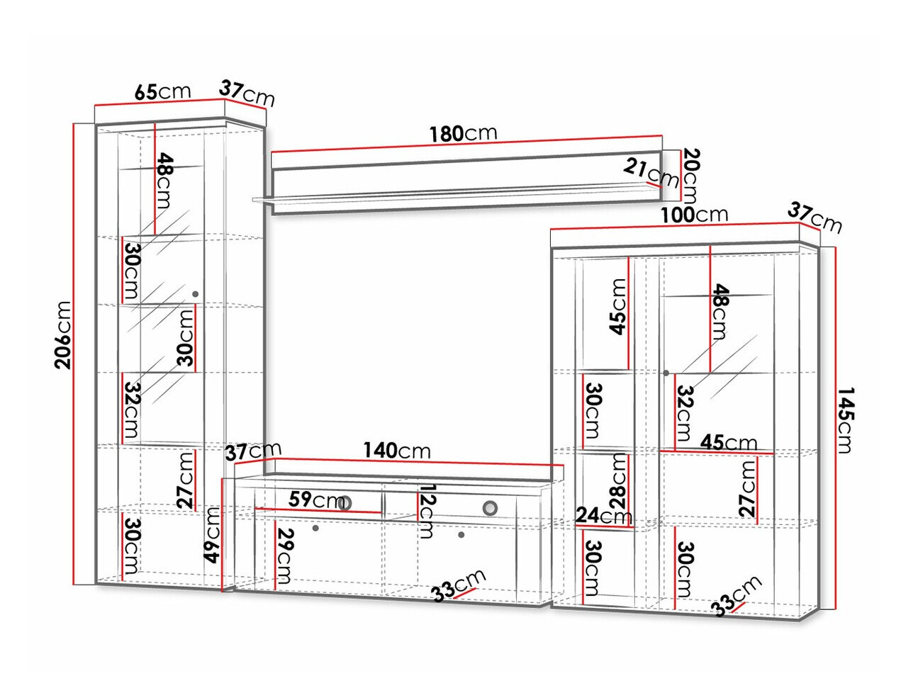 Σετ επίπλων σαλονιού Salelbo 100 (Rivera δρυς)
