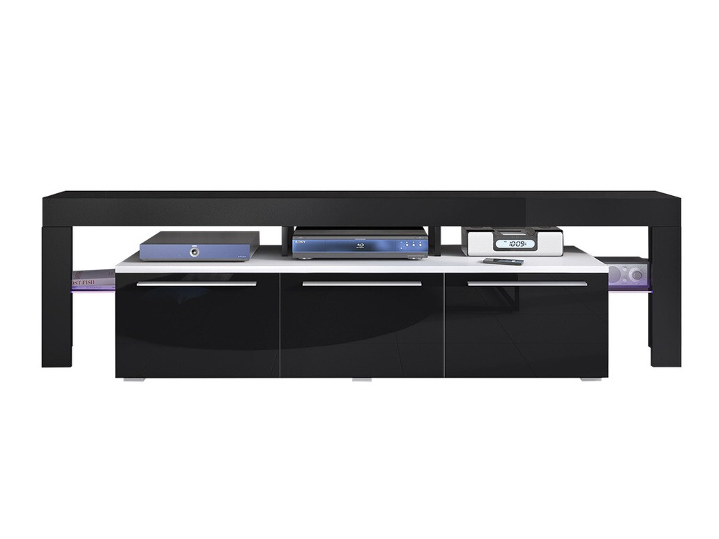 Έπιπλο τηλεόρασης Arbor (Άσπρο + Γυαλιστερό μαύρο)