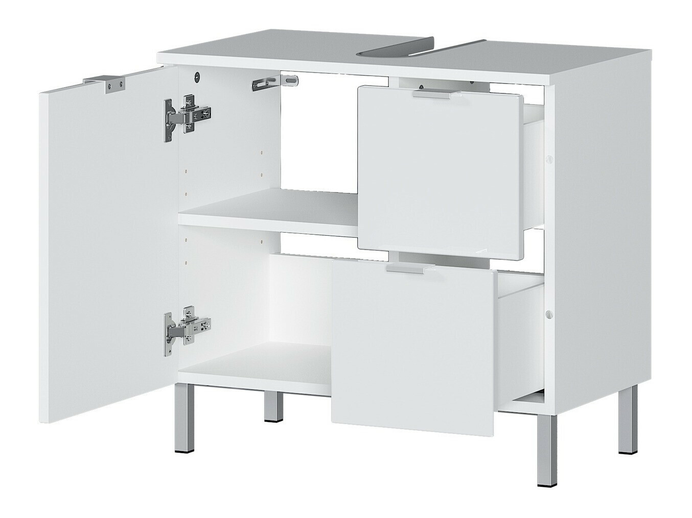 Όρθιο ντουλάπι νιπτήρα μπάνιου Lomcamo 100 (Άσπρο + Γυαλιστερό λευκό)