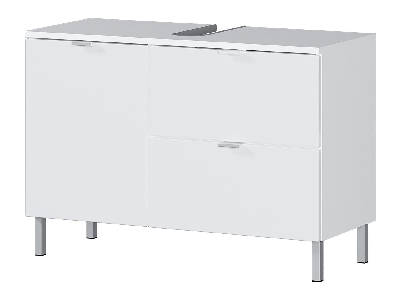 Όρθιο ντουλάπι νιπτήρα μπάνιου Lomcamo 101 (Άσπρο + Γυαλιστερό λευκό)