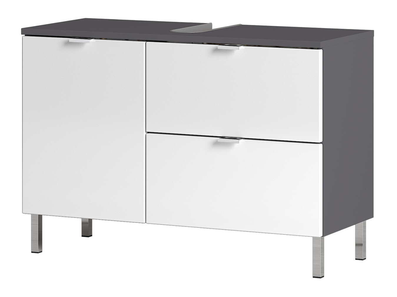 Όρθιο ντουλάπι νιπτήρα μπάνιου Lomcamo 101 (Γυαλιστερό λευκό + Γραφίτης)