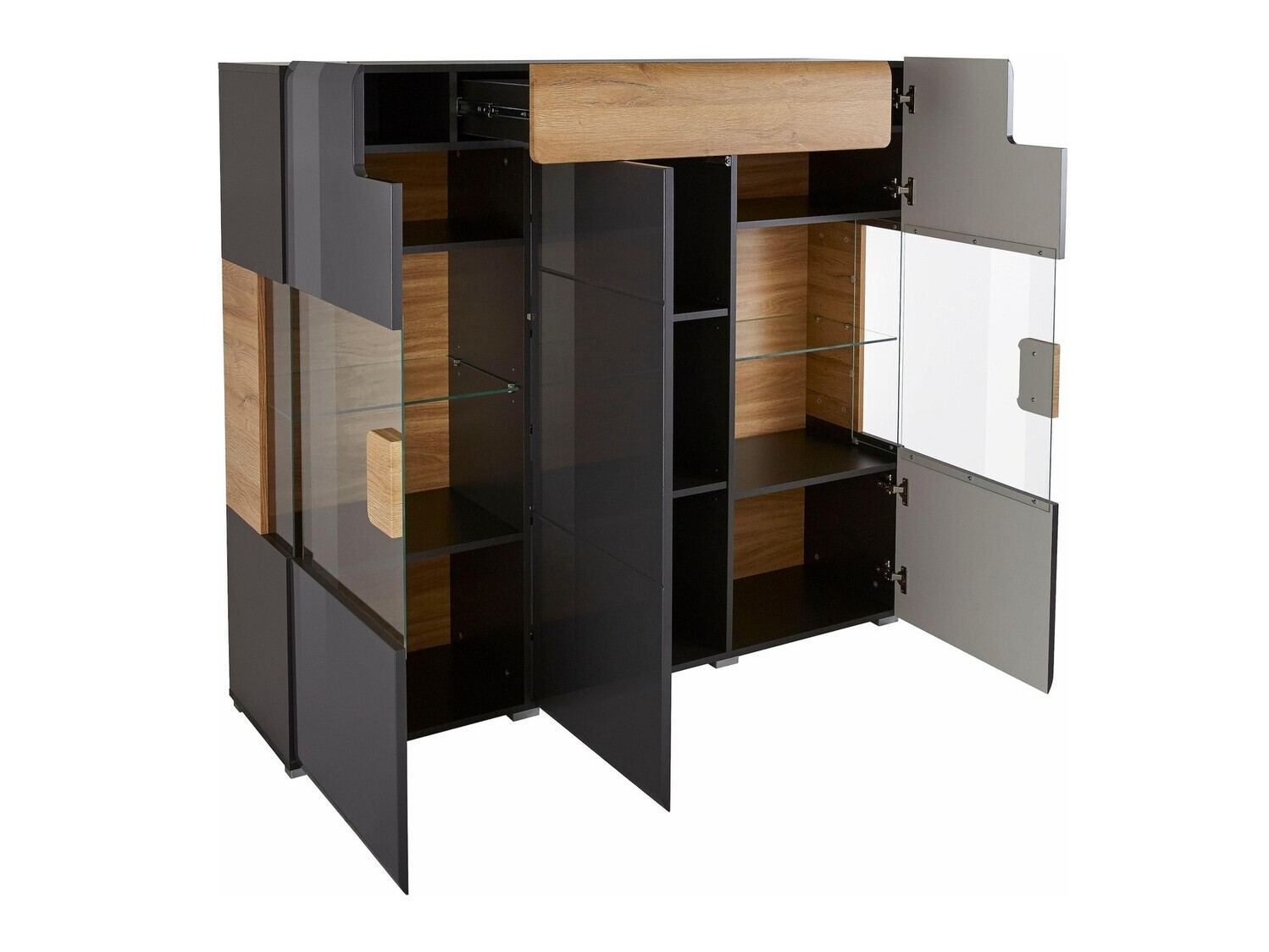 Μπουφέ Torsone 100 (Ανθρακί + Gloss ανθρακί + Grandson δρυς)