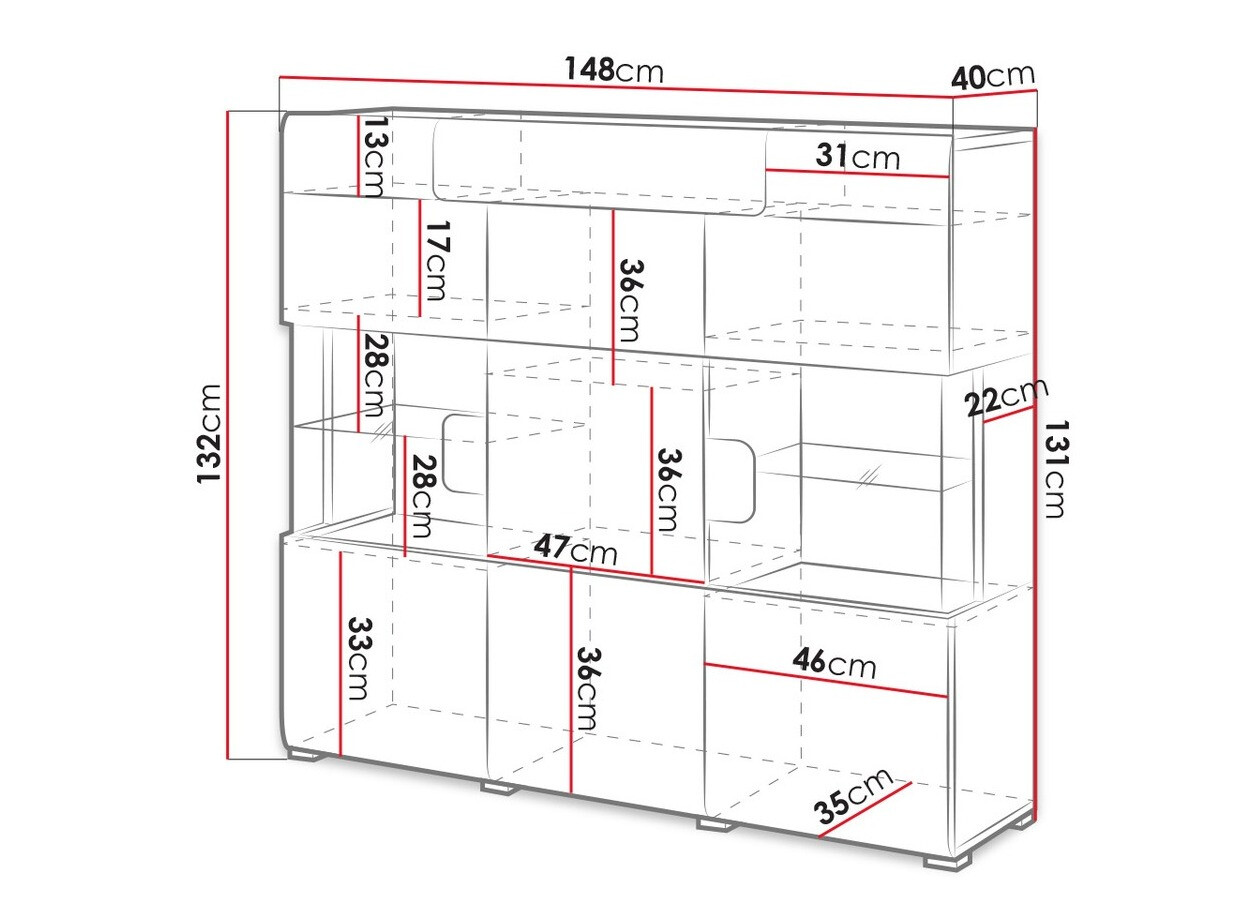 Μπουφέ Torsone 100 (Ανθρακί + Gloss ανθρακί + Grandson δρυς)