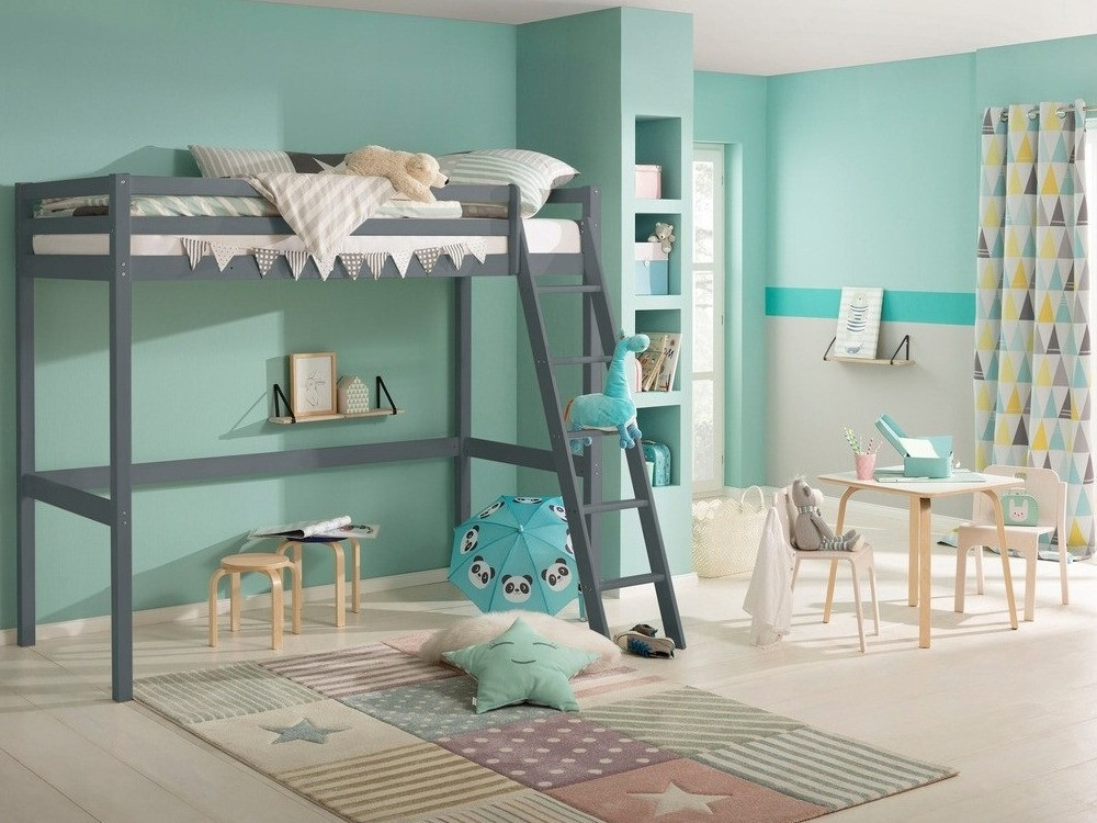 Loft bed Ruvfiva 105 (Grey)