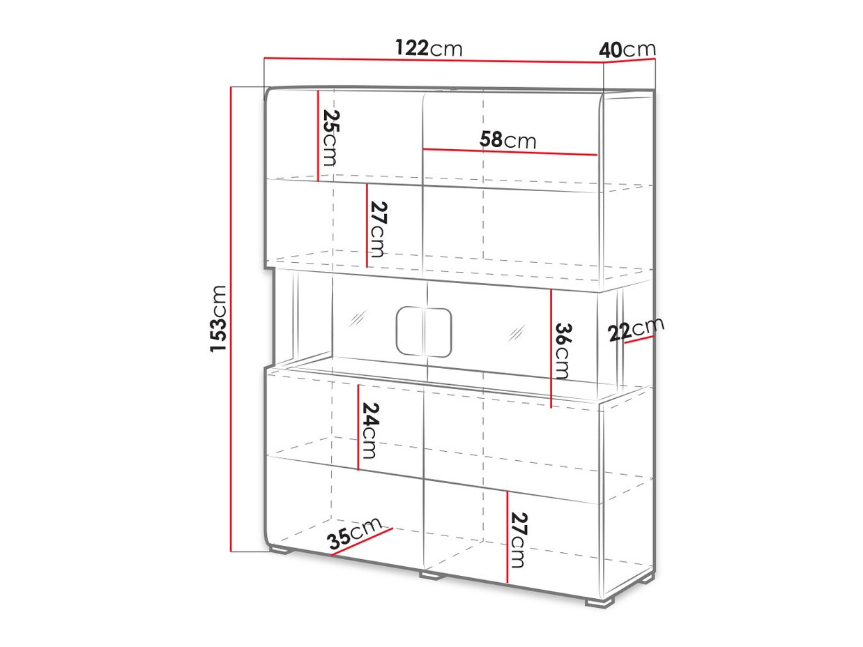 Βιβλιοθήκη Torsone 107 (Ανθρακί + Gloss ανθρακί + Grandson δρυς)