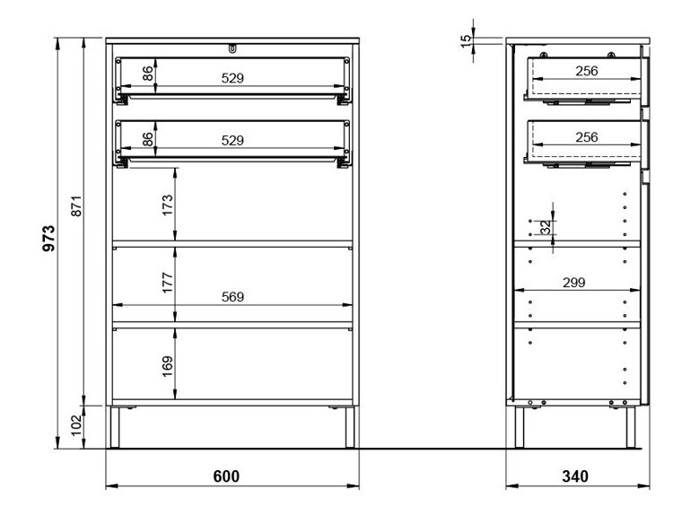 Όρθιο ντουλάπι μπάνιου Talmira 104 (Άσπρο + Γυαλιστερό λευκό)