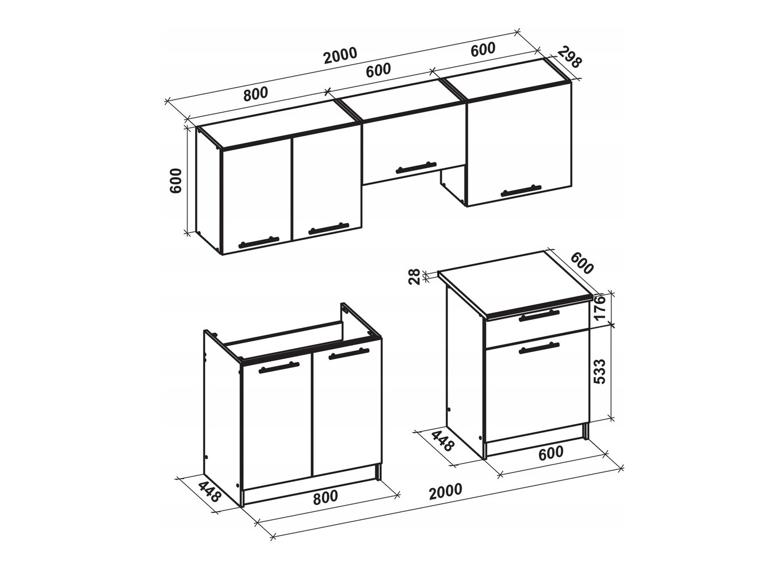 Kitchen set Houston 857 (Glossy white + Sonoma oak)