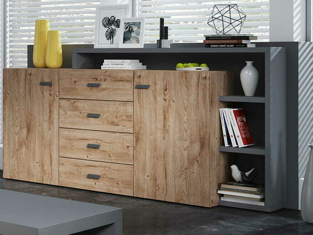 Συρταριέρα Lutiva 106 (Ανθρακί + Ribbeck δρυς)