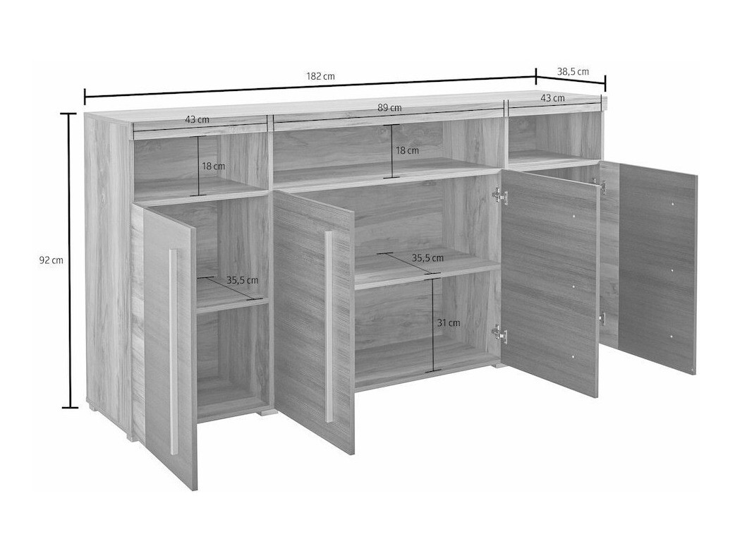 Sideboard Sorciro 107 (Nut + Dark oak)