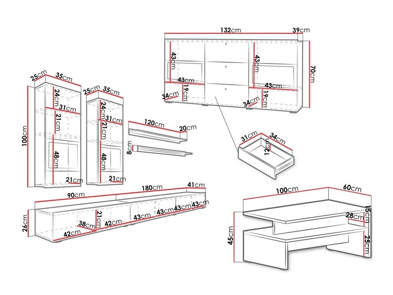 Σετ επίπλων σαλονιού Serodeu 104 (Σκούρο σκυρόδεμα)