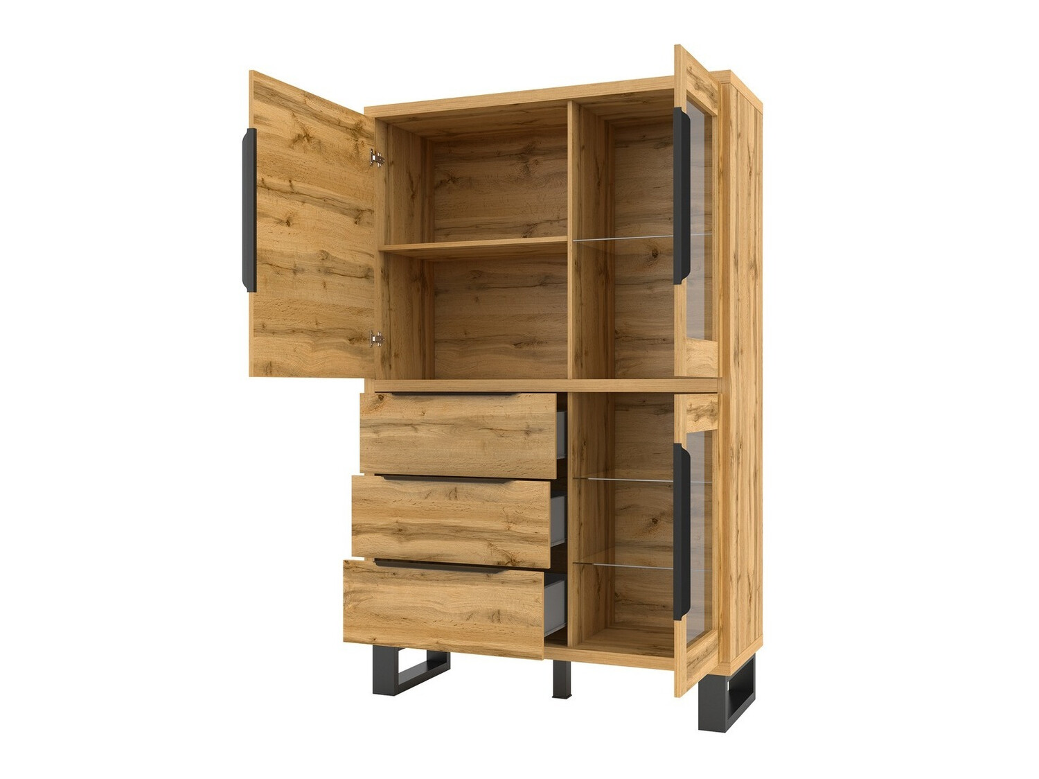 Bookcase Avicavu 104 (Wotan Oak + Black)