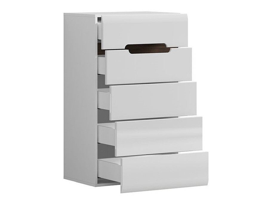 Chest of drawers Serveso 103 (White + Glossy white)