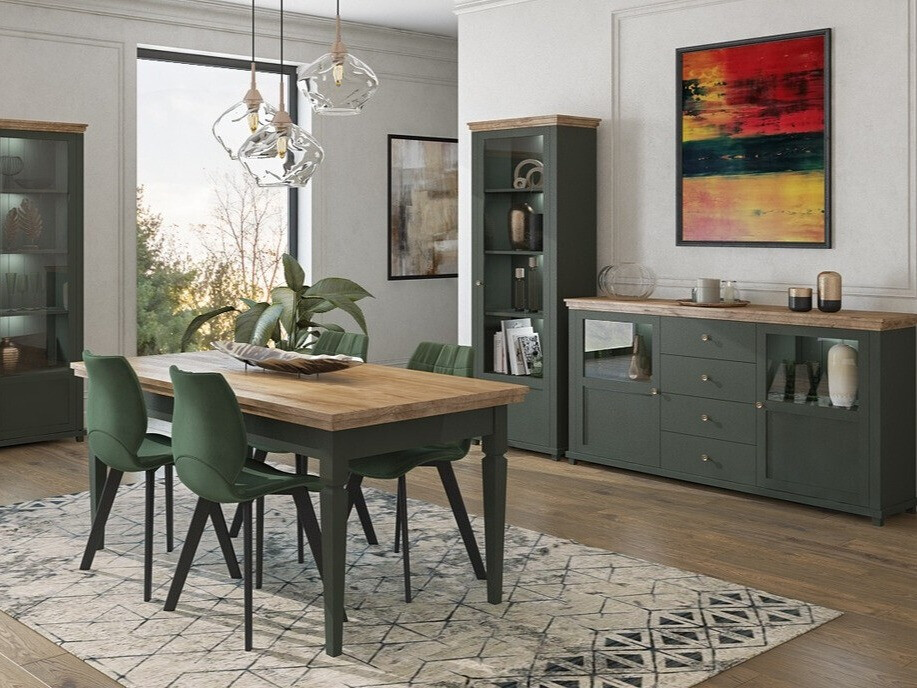 Βιβλιοθήκη Tolnue 101 (Σκούρο πράσινο + Δρυς Λευκάδας)