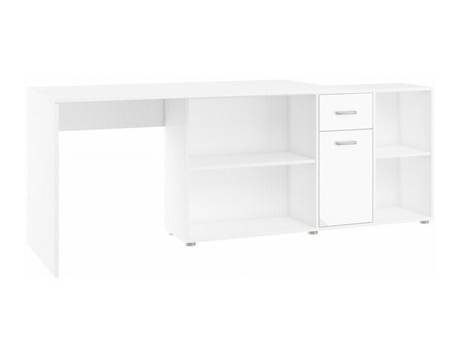 Γωνιακό γραφείο Gilroy 113 (Άσπρο + Γυαλιστερό λευκό)