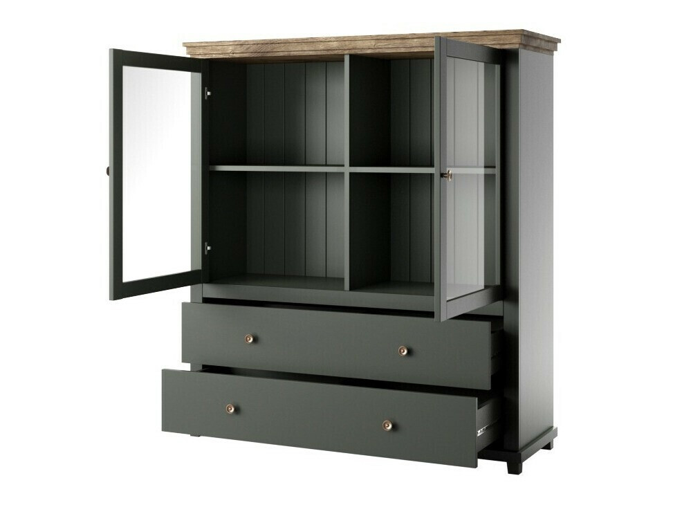 Chest of drawers Tolnue 105 (Dark green + Lefkas oak)