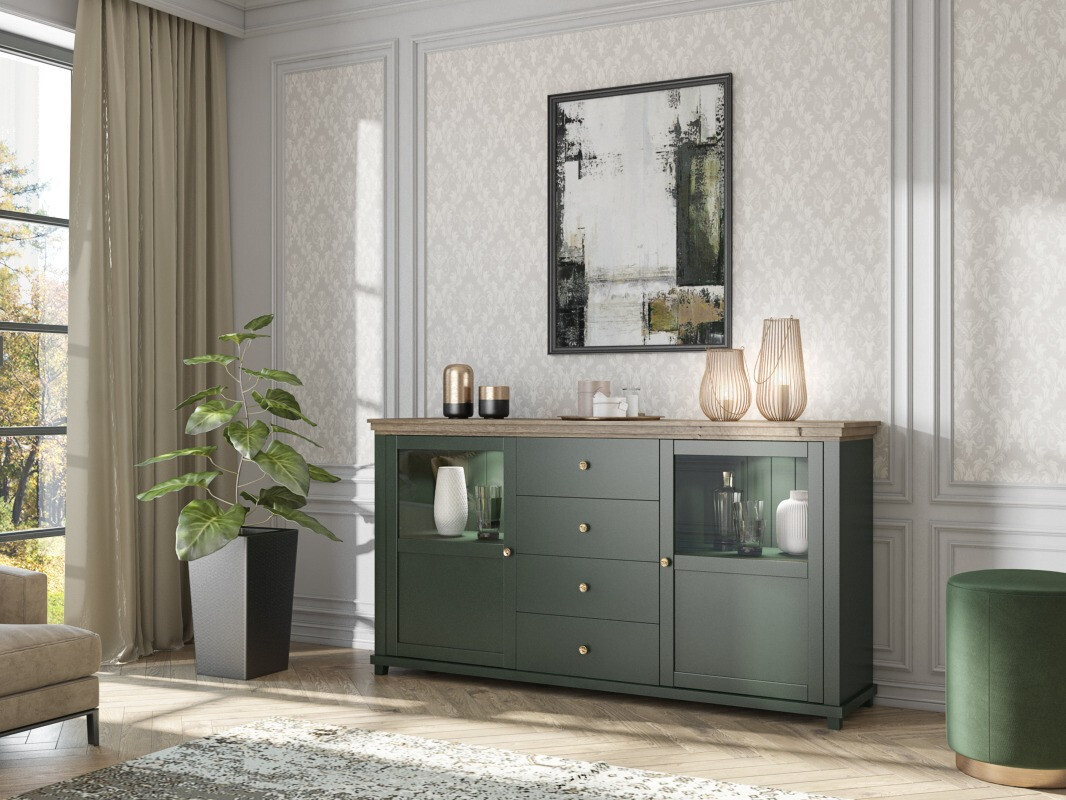 Συρταριέρα Tolnue 103 (Σκούρο πράσινο + Δρυς Λευκάδας)