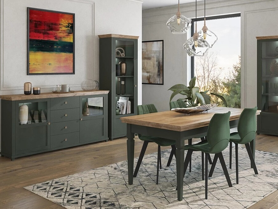Table Tolnue 107 (Dark green + Lefkas oak)