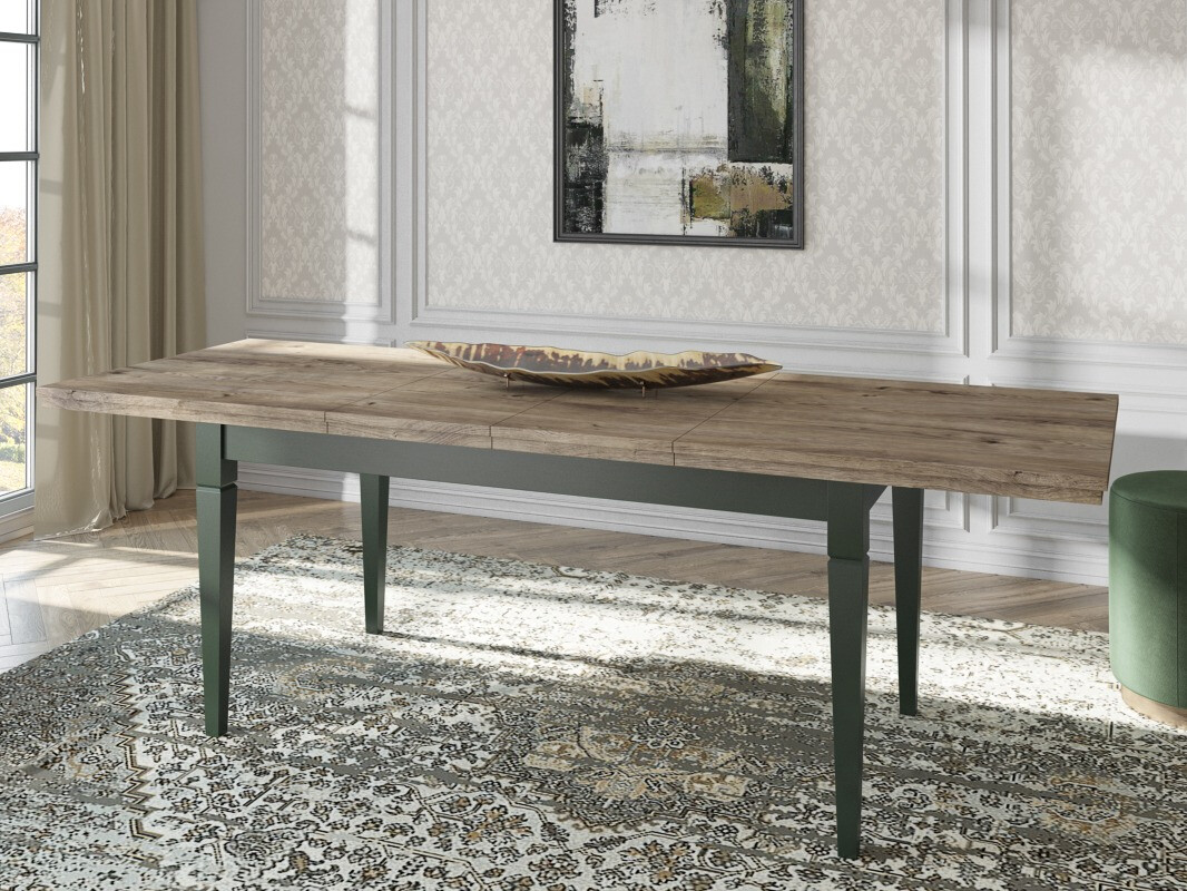 Τραπέζι Tolnue 107 (Σκούρο πράσινο + Δρυς Λευκάδας)