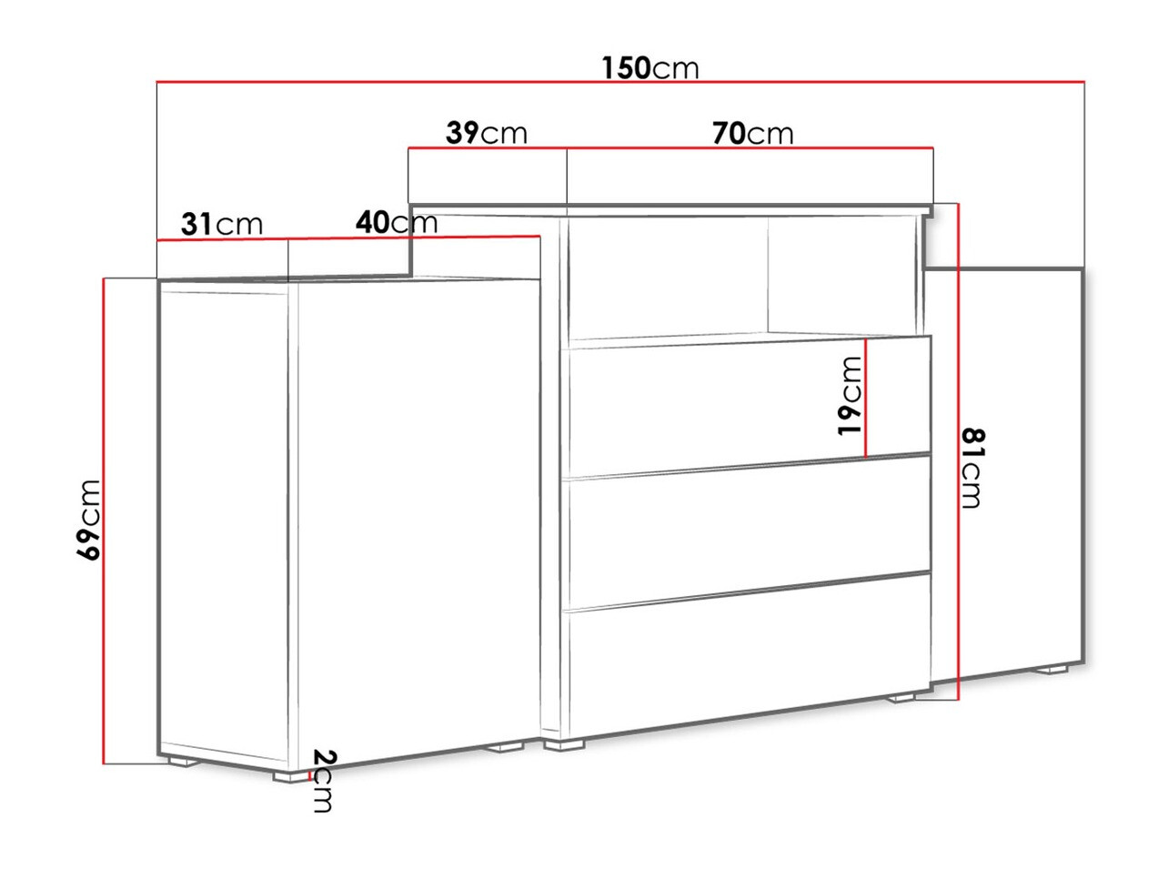 Συρταριέρα Sarasota 127 (Δρυς wotan)